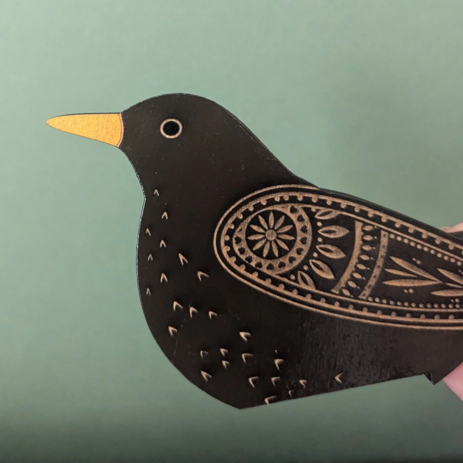 Wooden Blackbird Door or Frame Topper — Etchable Laser Design